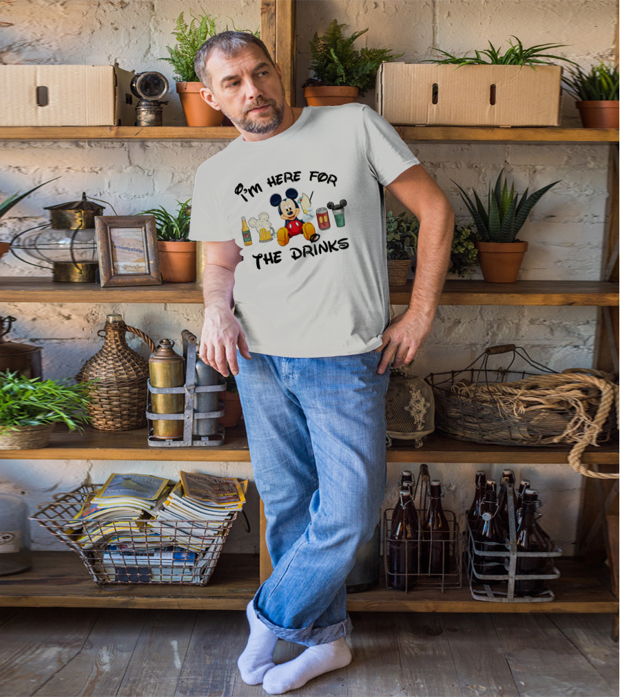 I'm Here For The Drinks Mickey T-Shirt