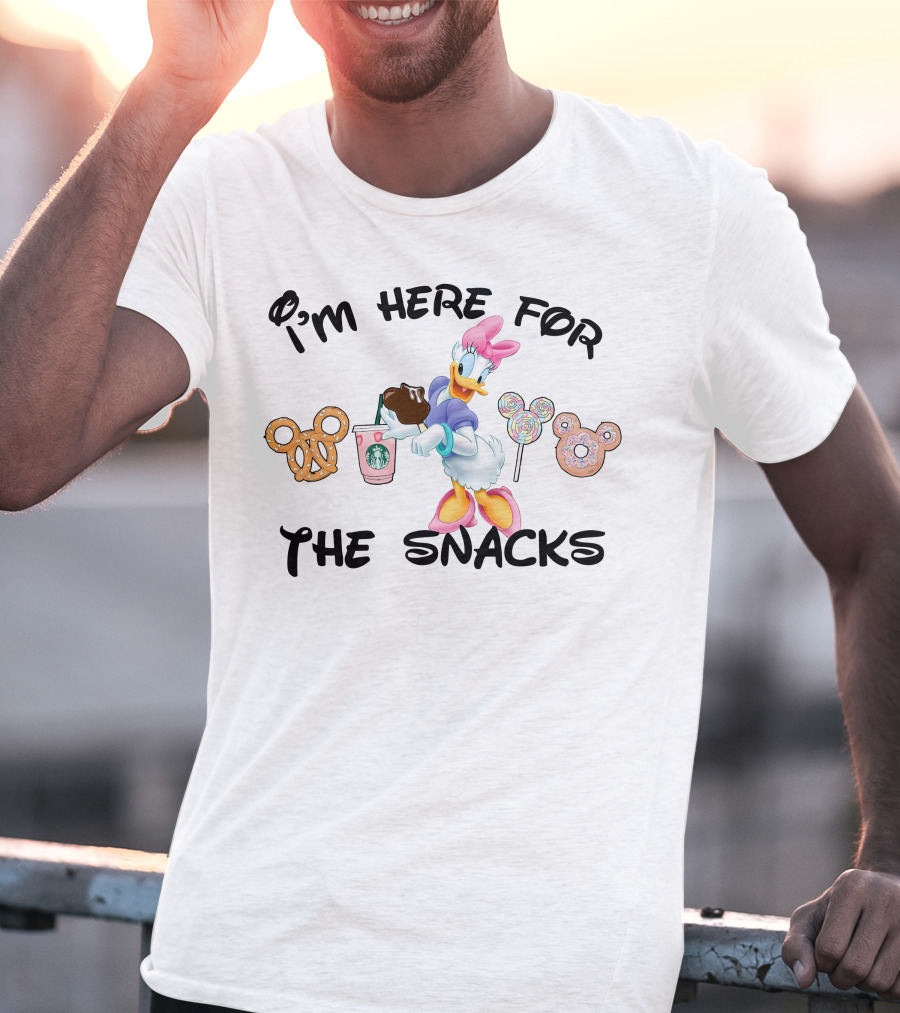 I'm Here For The Snacks Daisy Starbucks Pretzel Lollipops Donut T-Shirt