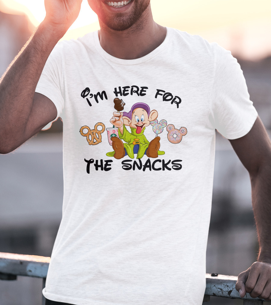 I'm Here For The Snacks Dopey Lollipops Pretzel Donut Ice Cream T-Shirt