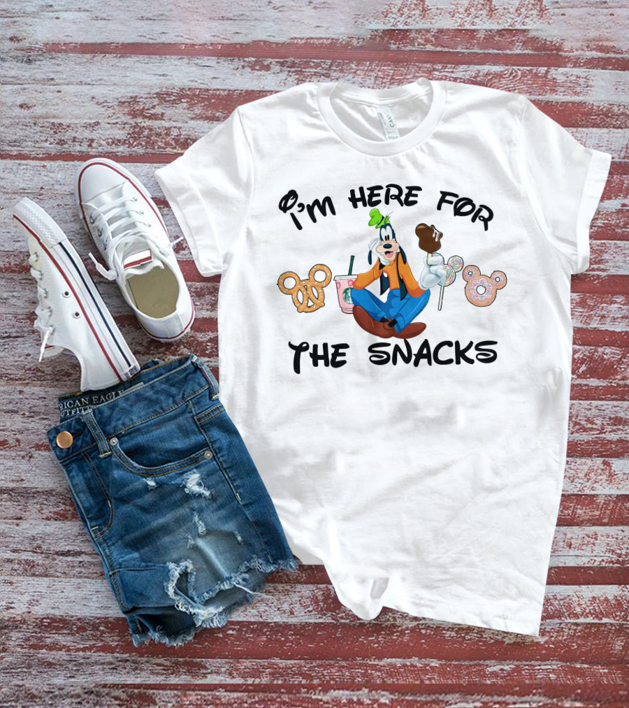 I'm Here For The Snacks Goofy Pretzel Donut Mickey Ears Lollipop T-Shirt