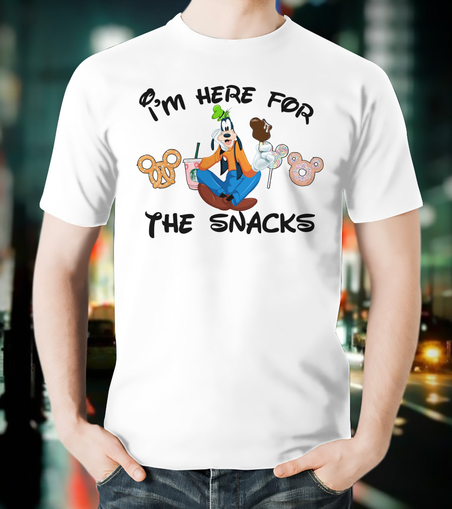 I'm Here For The Snacks Goofy Pretzel Donut Mickey Ears Lollipop T-Shirt
