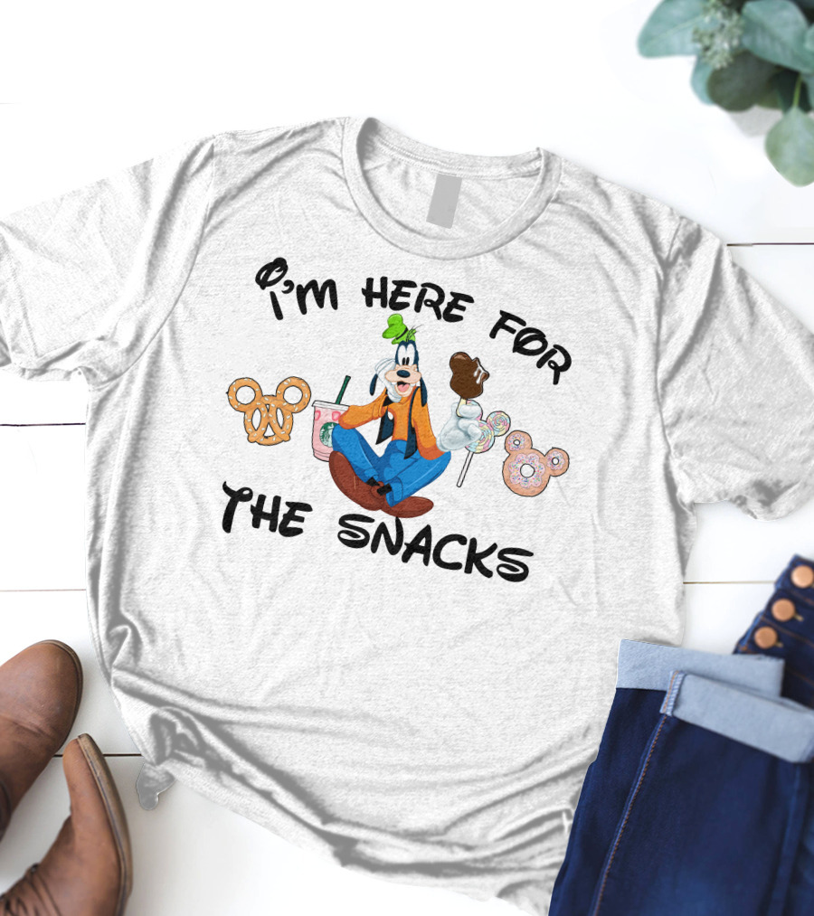 I'm Here For The Snacks Goofy Pretzel Donut Mickey Ears Lollipop T-Shirt