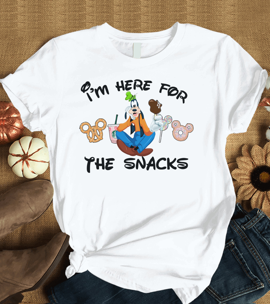 I'm Here For The Snacks Goofy Pretzel Donut Mickey Ears Lollipop T-Shirt