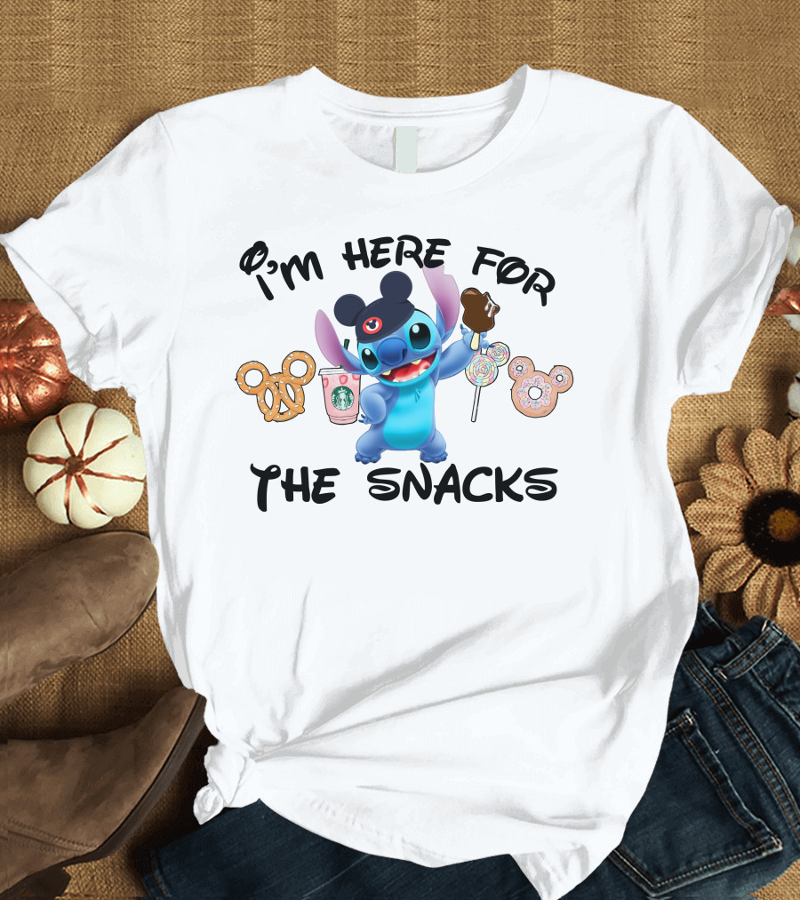 I'm Here For The Snacks Stitch Disney Treats T-Shirt