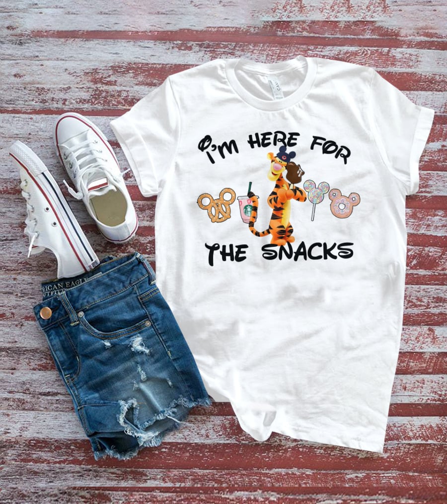 I'm Here For The Snacks Tigger Pretzel Starbucks Lollipop Donut T-Shirt