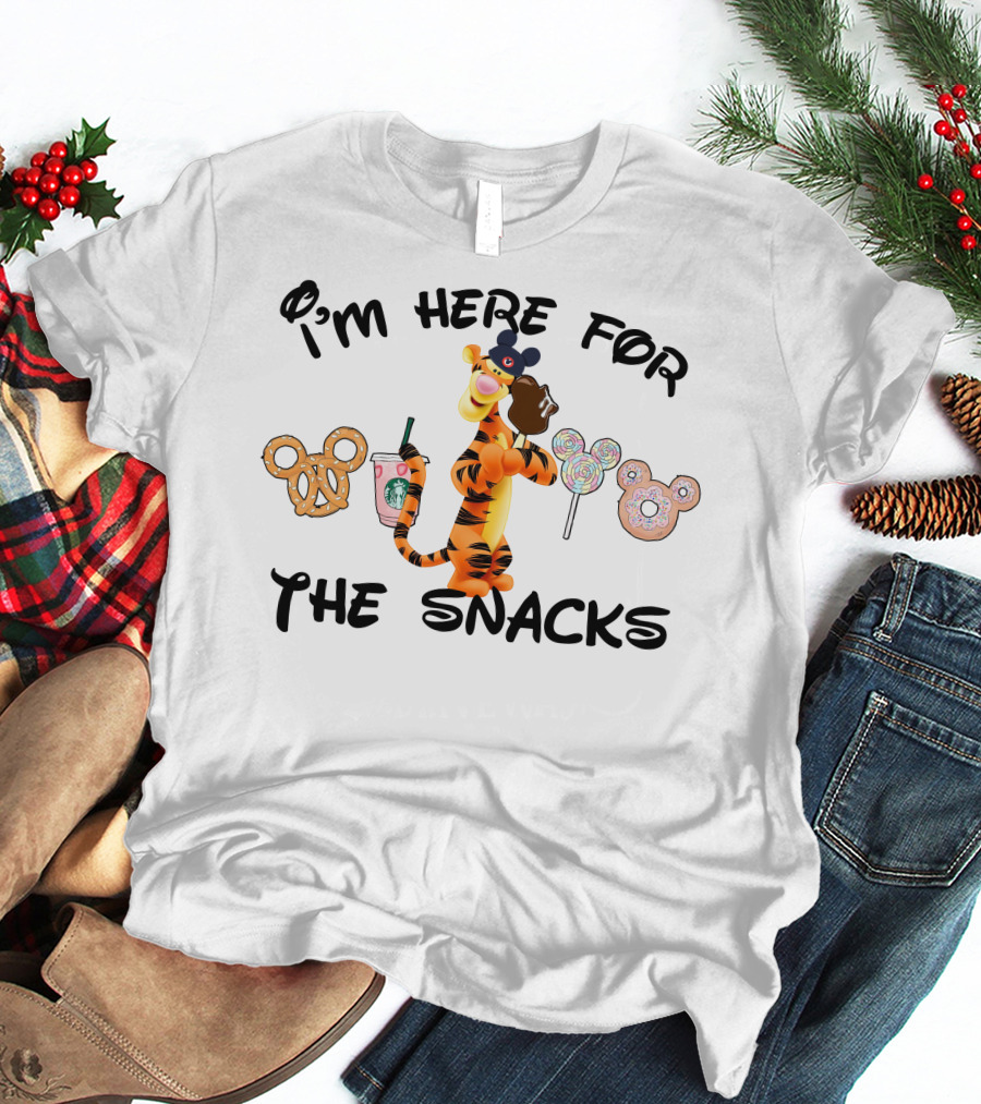 I'm Here For The Snacks Tigger Pretzel Starbucks Lollipop Donut T-Shirt