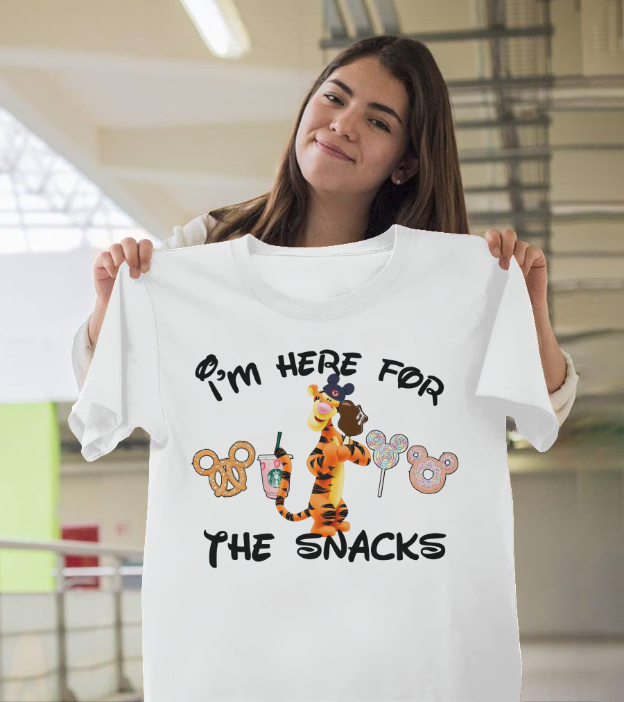 I'm Here For The Snacks Tigger Pretzel Starbucks Lollipop Donut T-Shirt