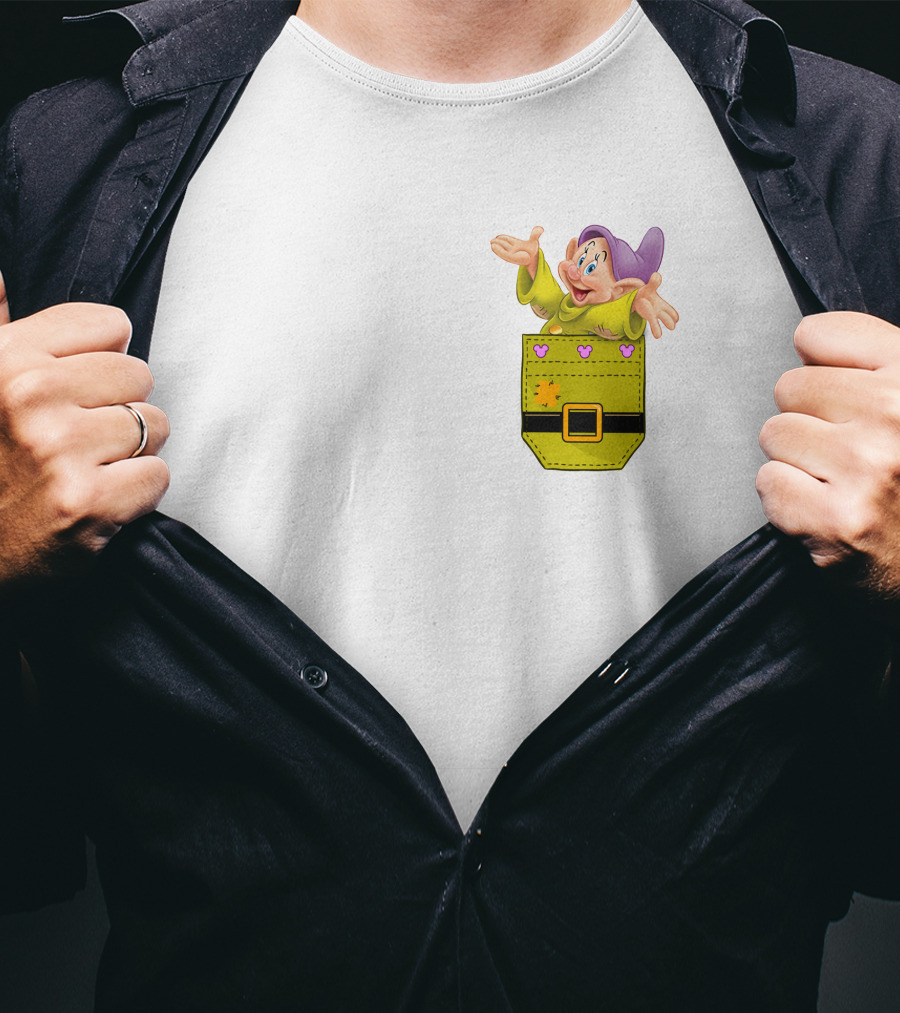 Dopey Seven Dwarfs Pocket Cartoon Character Disney T-Shirt