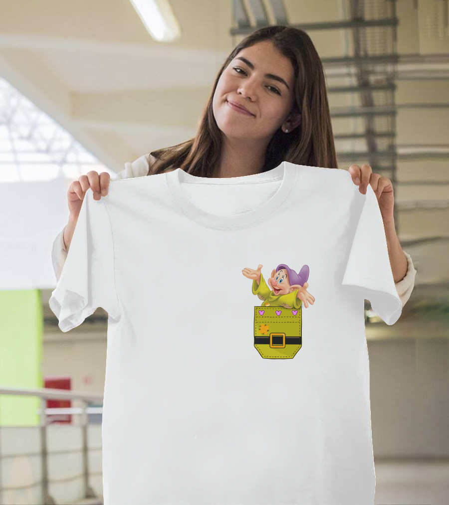 Dopey Seven Dwarfs Pocket Cartoon Character Disney T-Shirt
