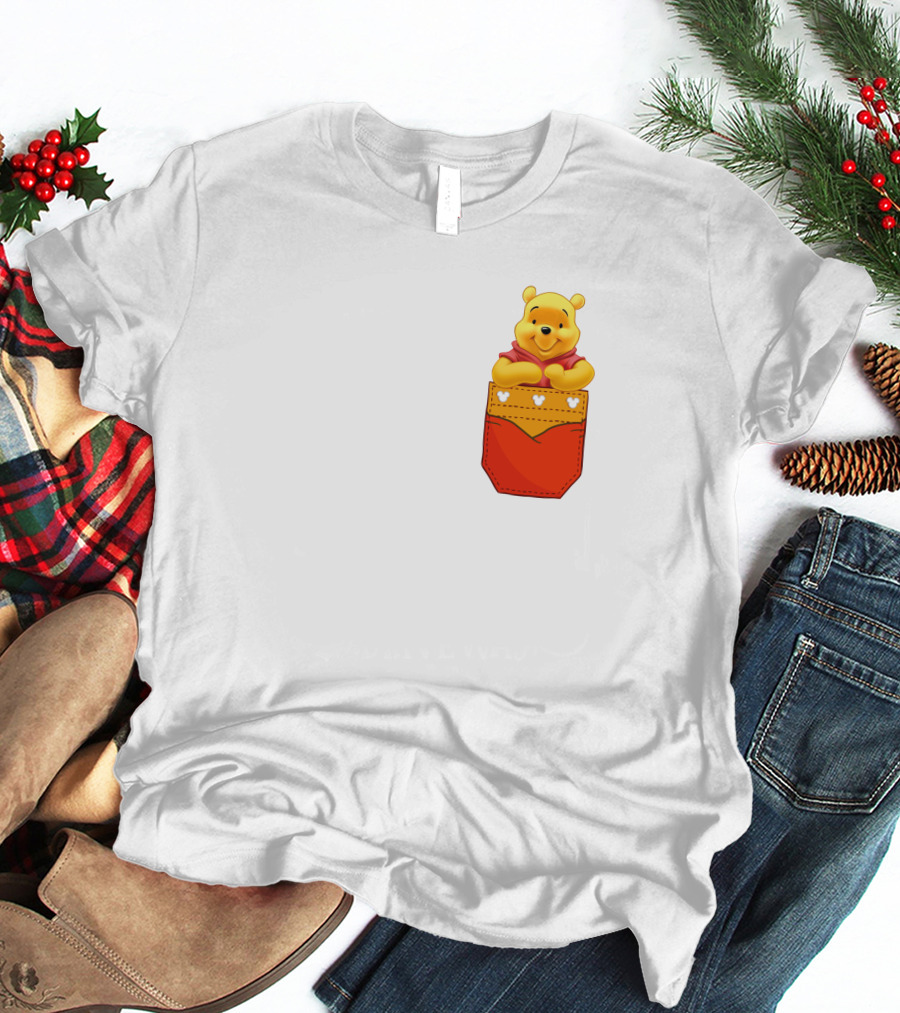 Winnie The Pooh In Red Pocket T-Shirt