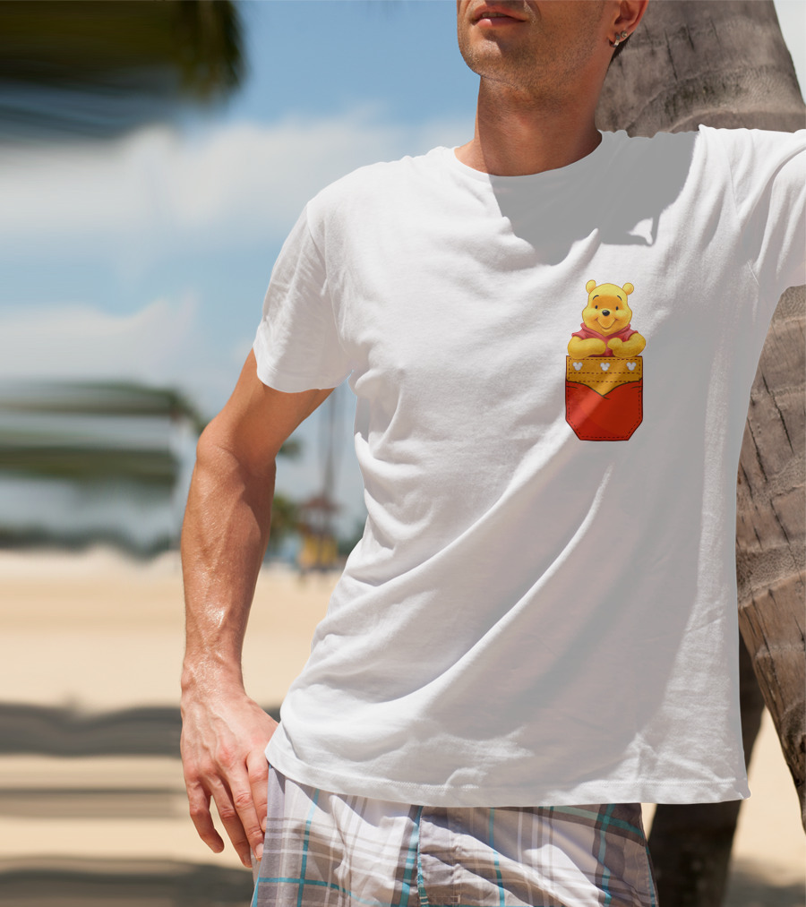 Winnie The Pooh In Red Pocket T-Shirt