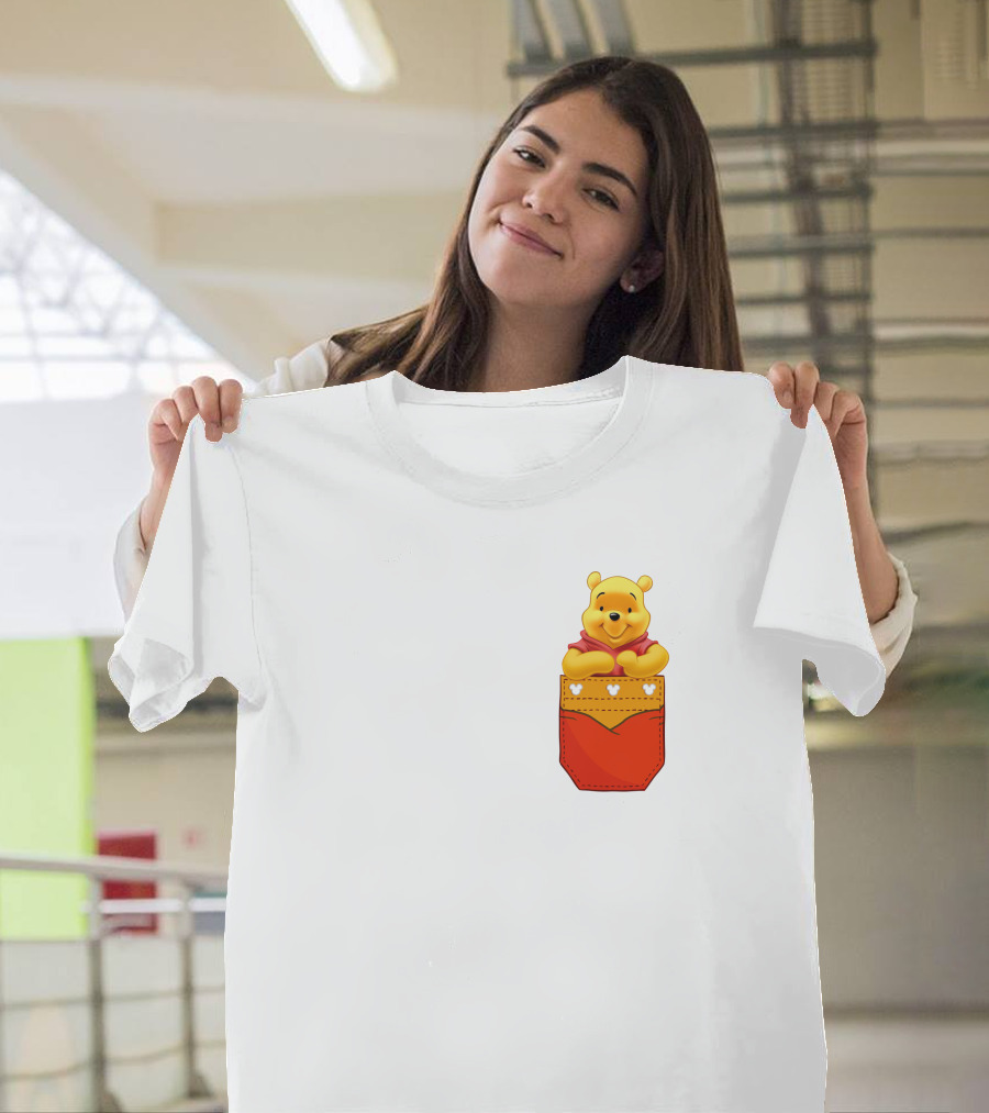 Winnie The Pooh In Red Pocket T-Shirt