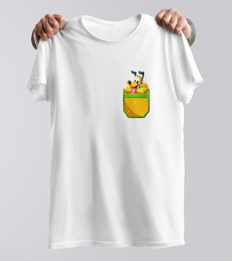 Pluto Disney Yellow Dog In Pocket T-Shirt