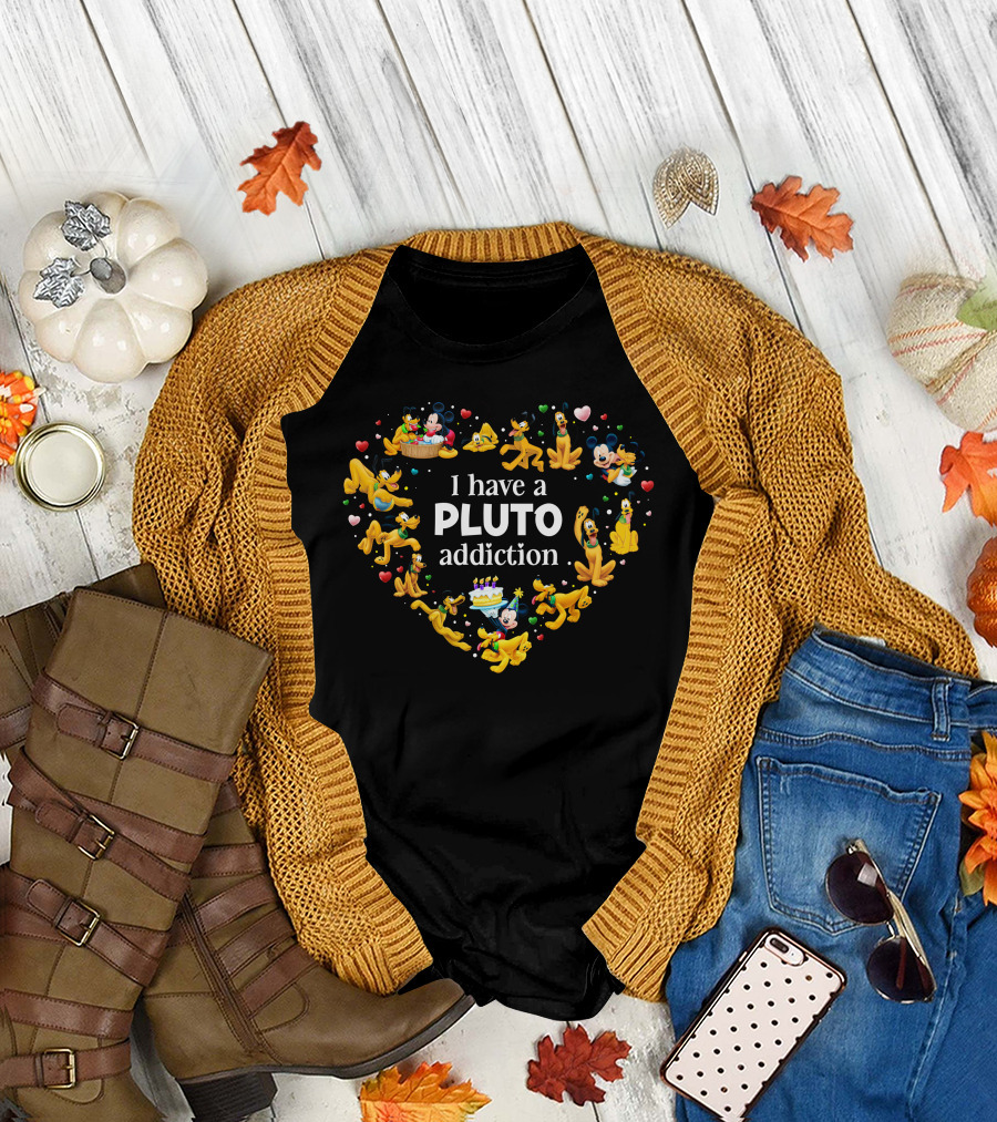 I Have A Pluto Addiction Heart With Mickey And Cake T-Shirt