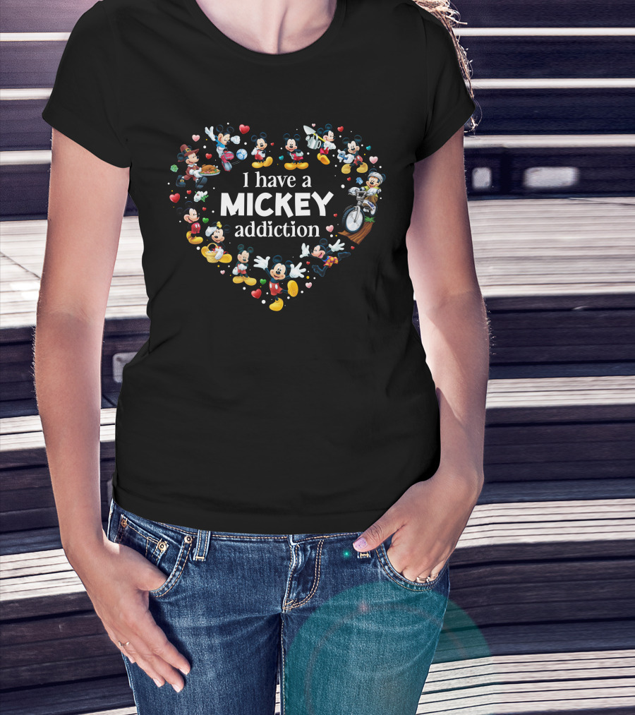 I Have A Mickey Addiction - Heart-Shaped Mickey Characters Collection T-Shirt