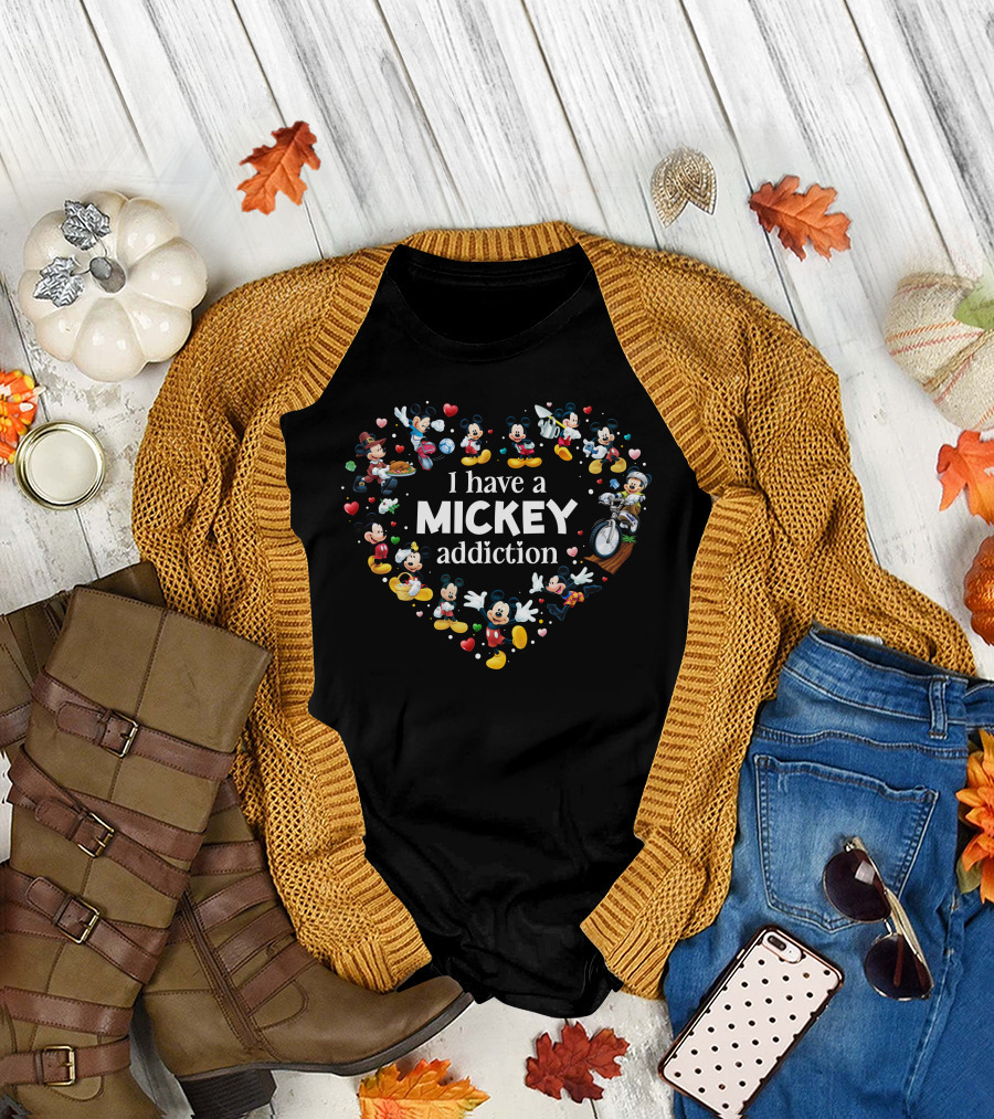 I Have A Mickey Addiction - Heart-Shaped Mickey Characters Collection T-Shirt