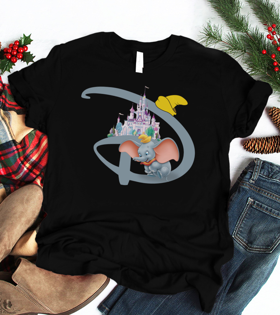 Disney Dumbo Castle With Iconic Hat And Letter D T-Shirt