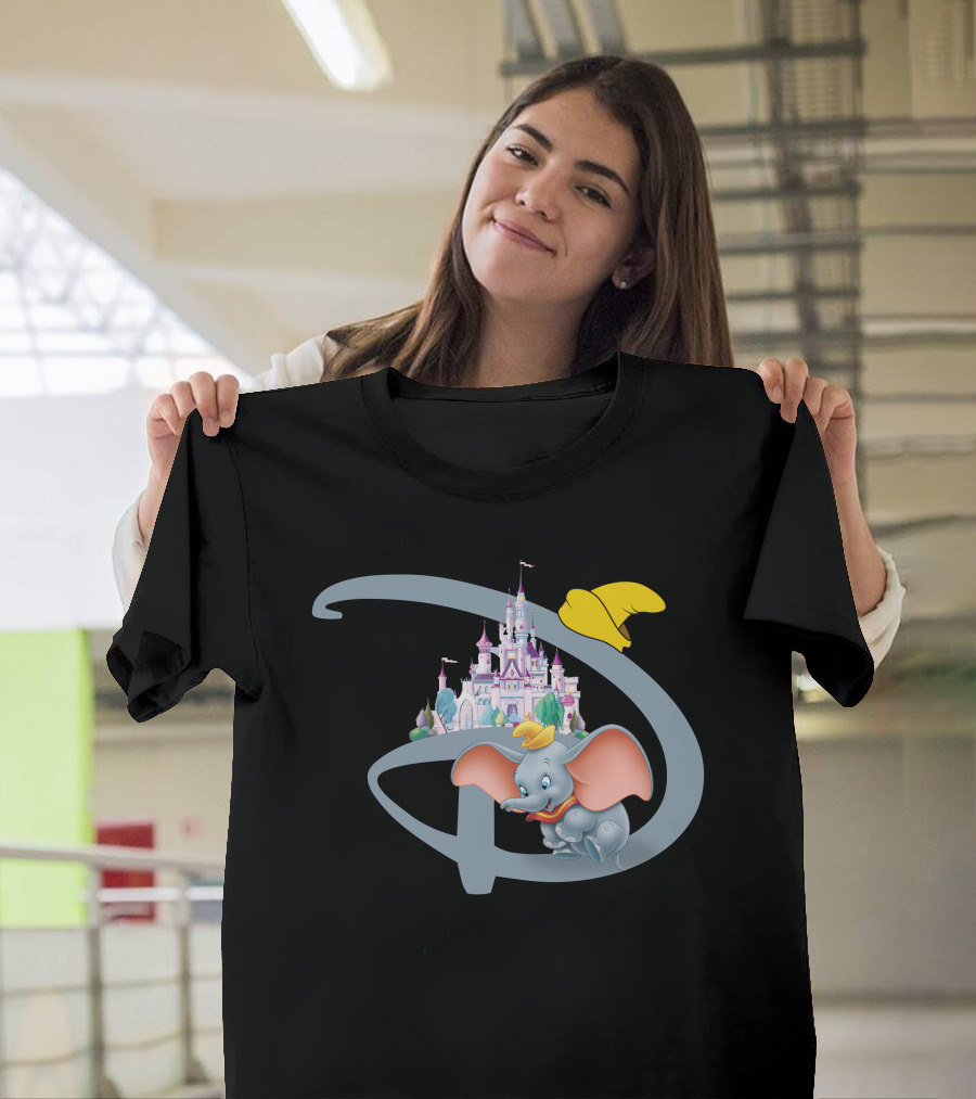 Disney Dumbo Castle With Iconic Hat And Letter D T-Shirt