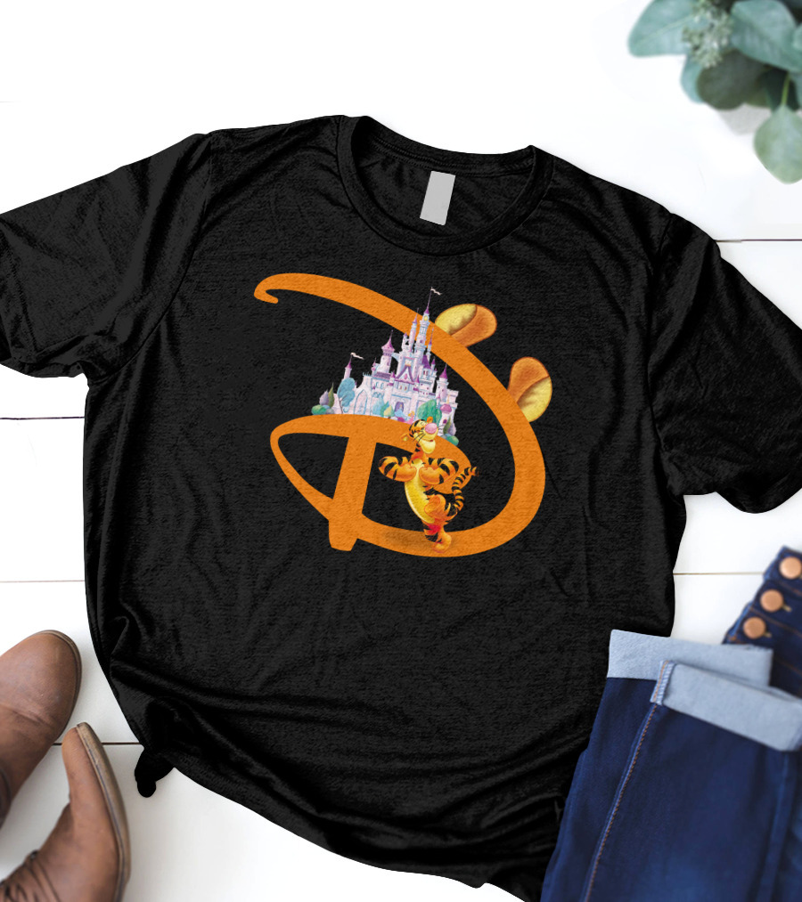 Tigger Disney Castle Icon With Orange D And Ears T-Shirt