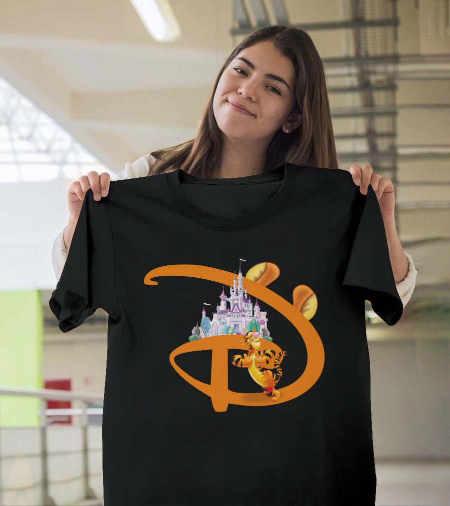 Tigger Disney Castle Icon With Orange D And Ears T-Shirt