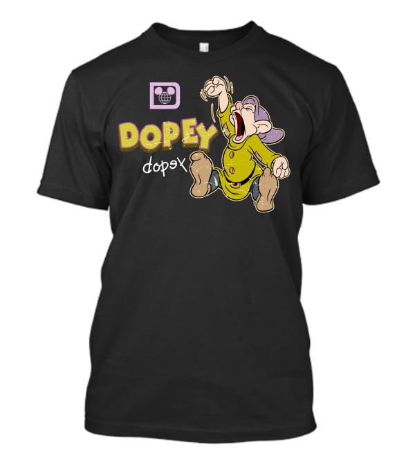Dopey Yawning Character Illustration With Double Text And Ear T-Shirt