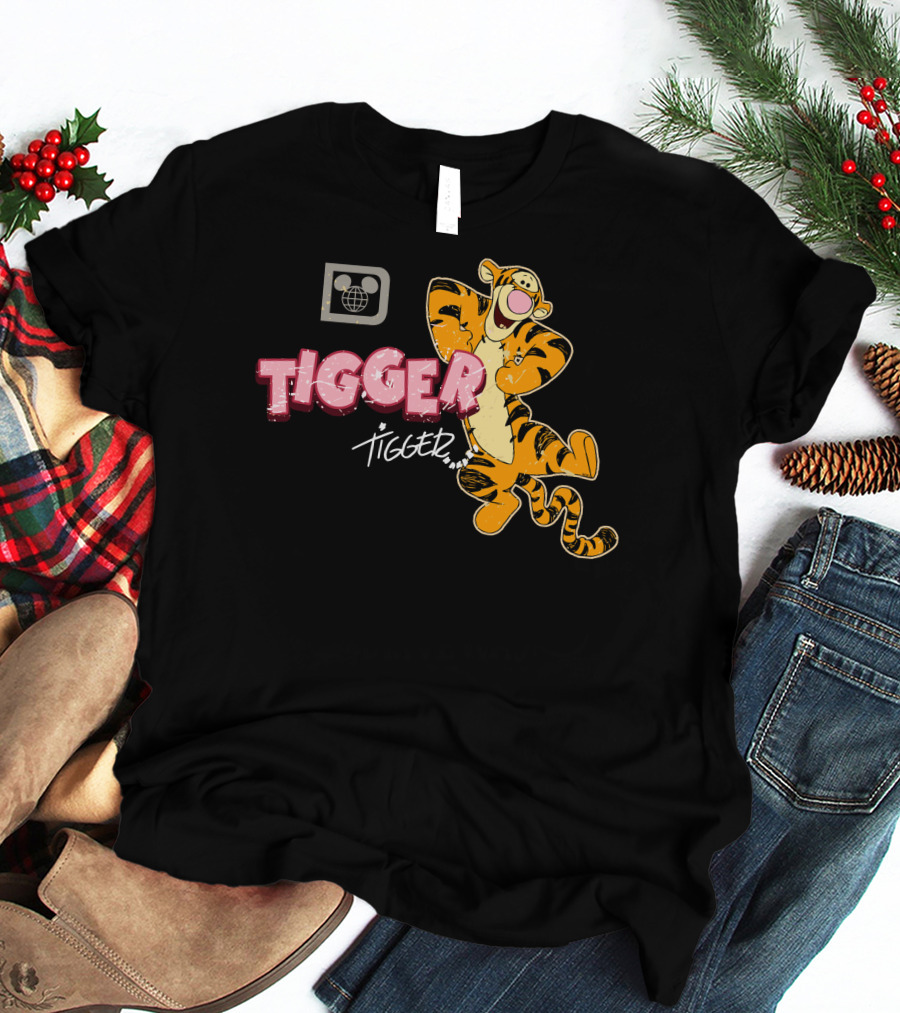 Tigger Disney Character Logo With Illustration And T-Shirt