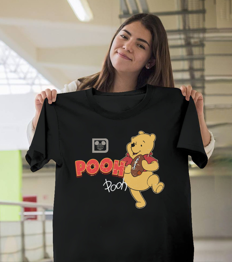 Pooh Football Holding Iconic Character With Vintage T-Shirt