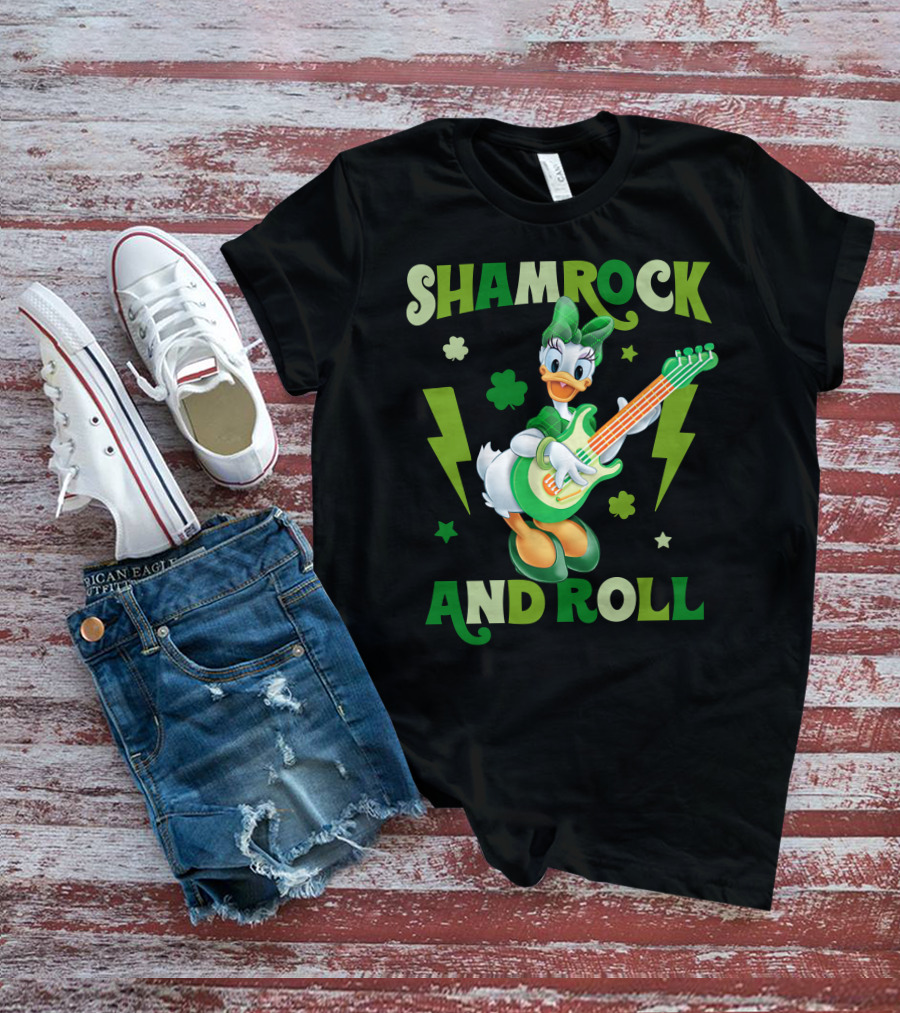 Shamrock And Roll Daisy Duck Rocks Out With Green Guitar T-Shirt