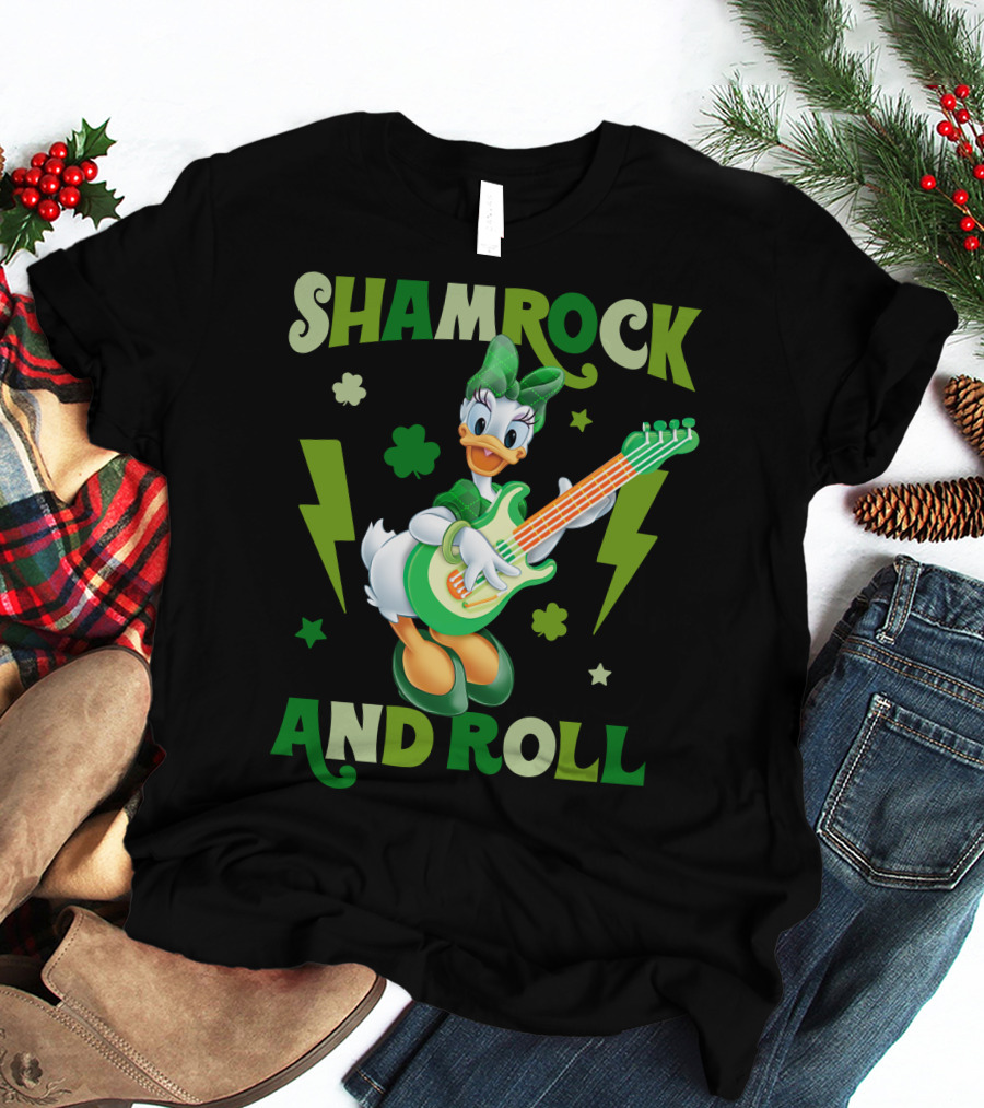 Shamrock And Roll Daisy Duck Rocks Out With Green Guitar T-Shirt
