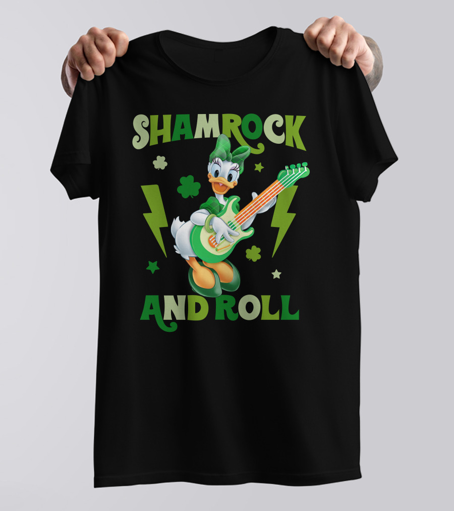 Shamrock And Roll Daisy Duck Rocks Out With Green Guitar T-Shirt