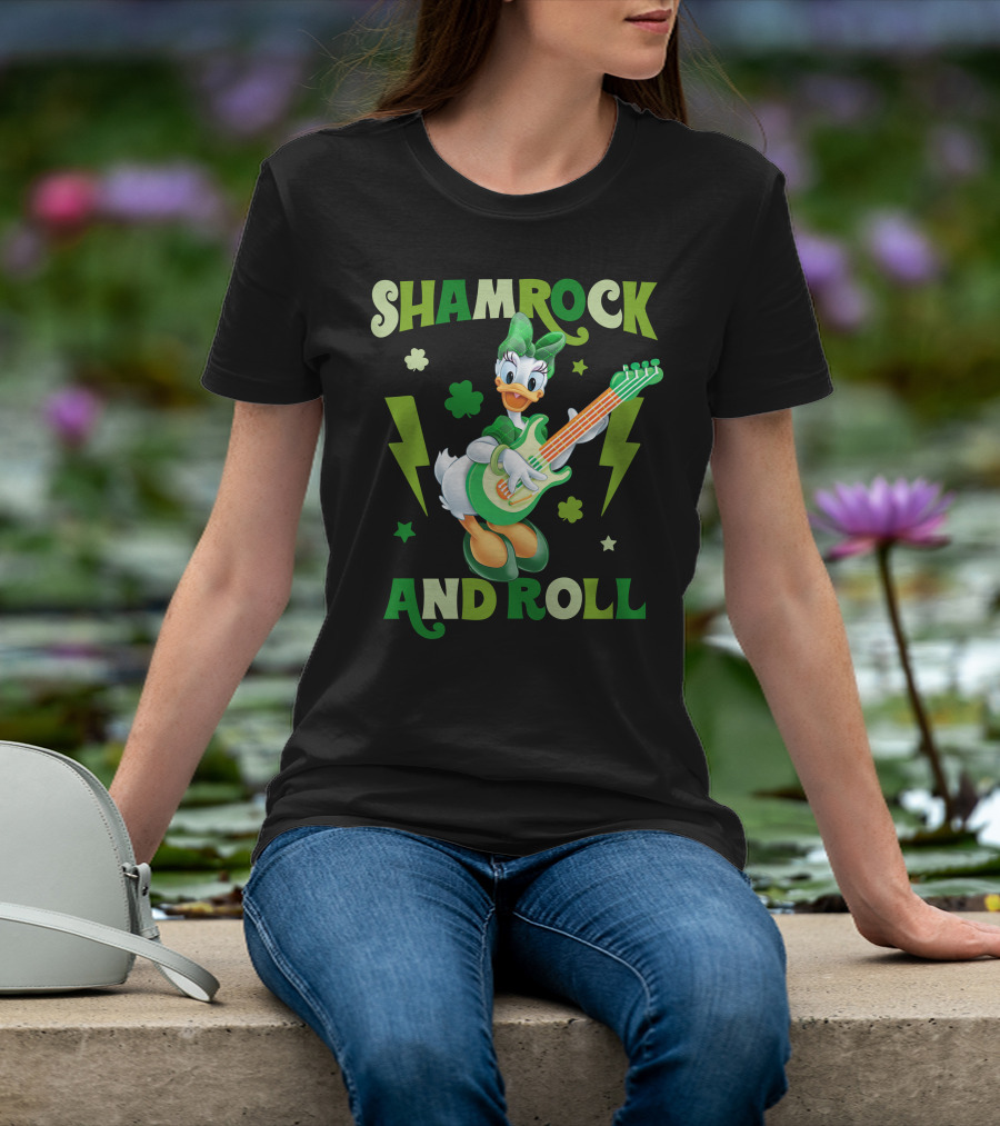 Shamrock And Roll Daisy Duck Rocks Out With Green Guitar T-Shirt