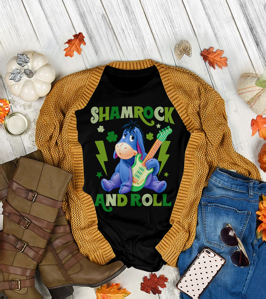Eeyore Shamrock And Roll T-Shirt