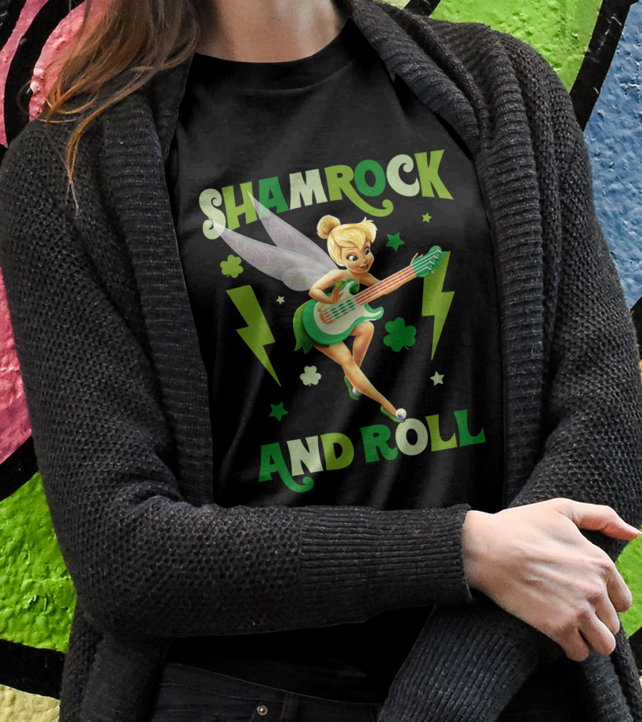 Shamrock And Roll Tinkerbell Guitar Fairy T-Shirt