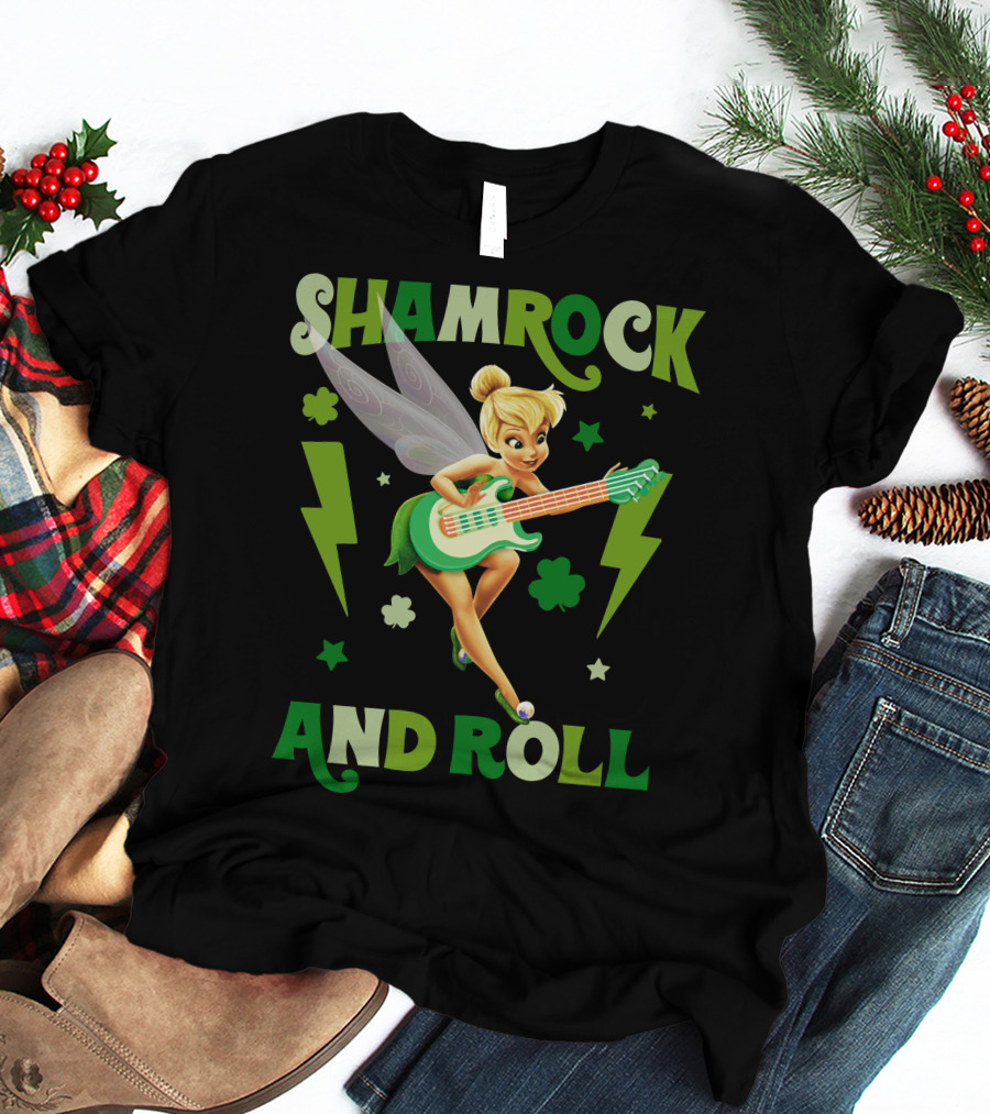 Shamrock And Roll Tinkerbell Guitar Fairy T-Shirt