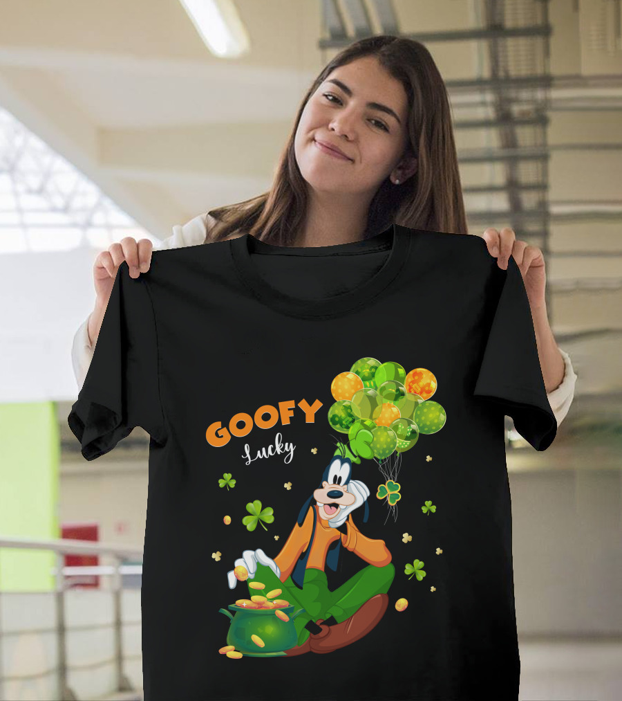 Goofy Lucky St. Patrick's Day Balloons And Shamrocks T-Shirt