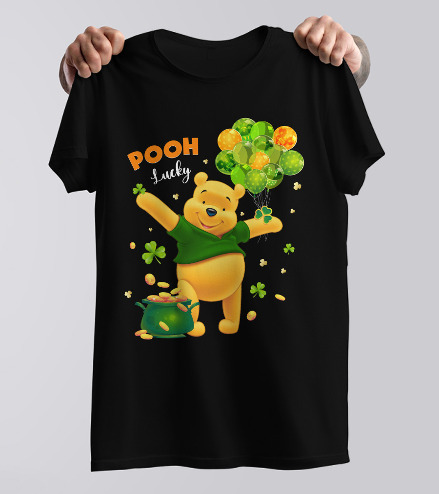 Pooh Lucky Balloons And Clover Celebration T-Shirt
