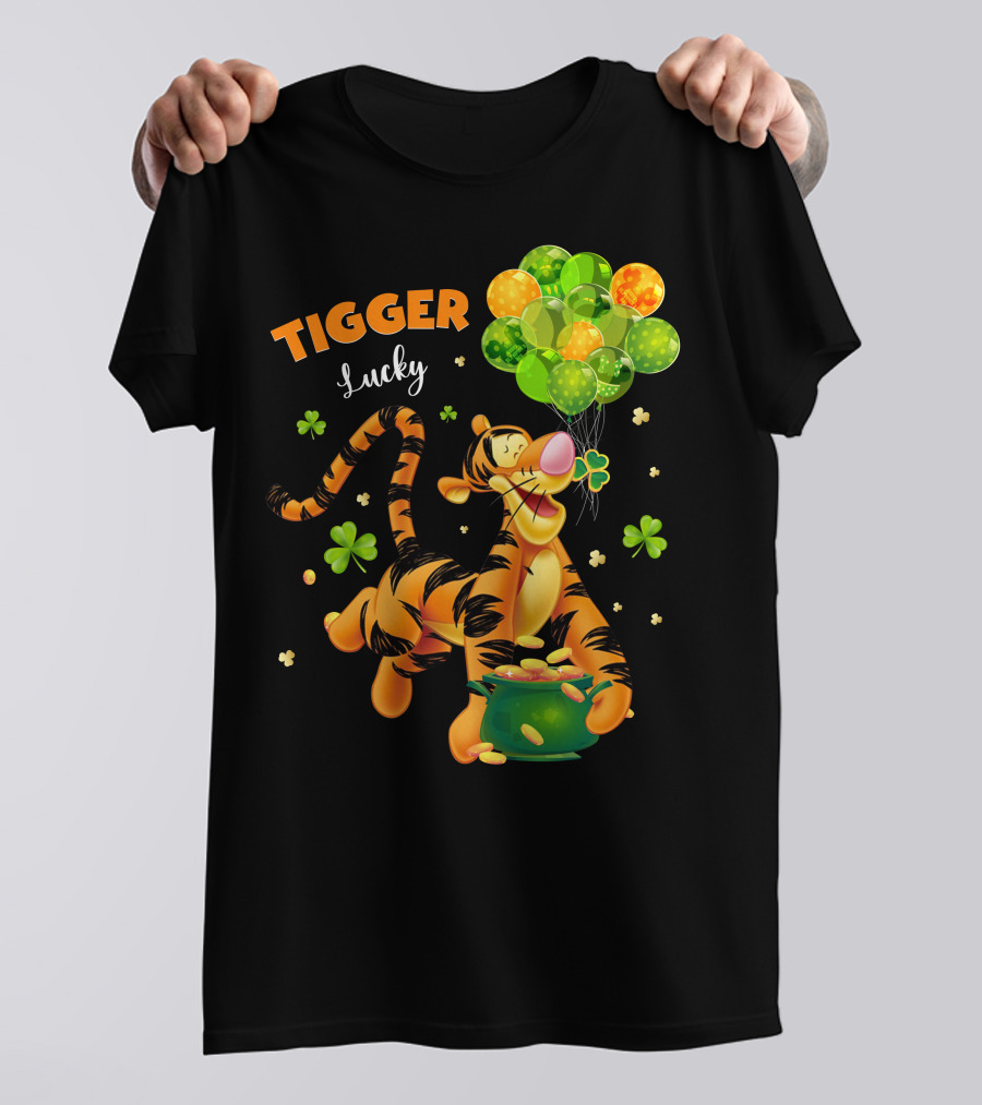 Tigger Lucky Balloons And Shamrocks With Gold Coins T-Shirt