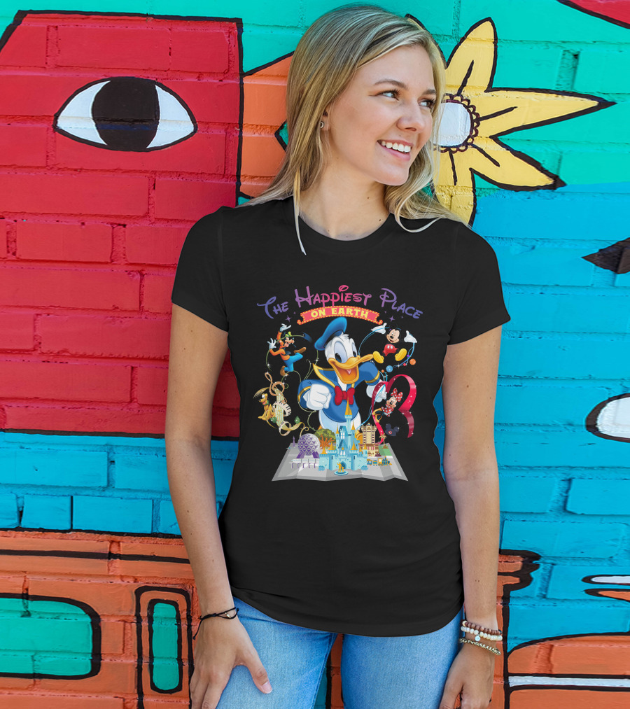 The Happiest Place On Earth Donald Duck And Disney Characters T-Shirt