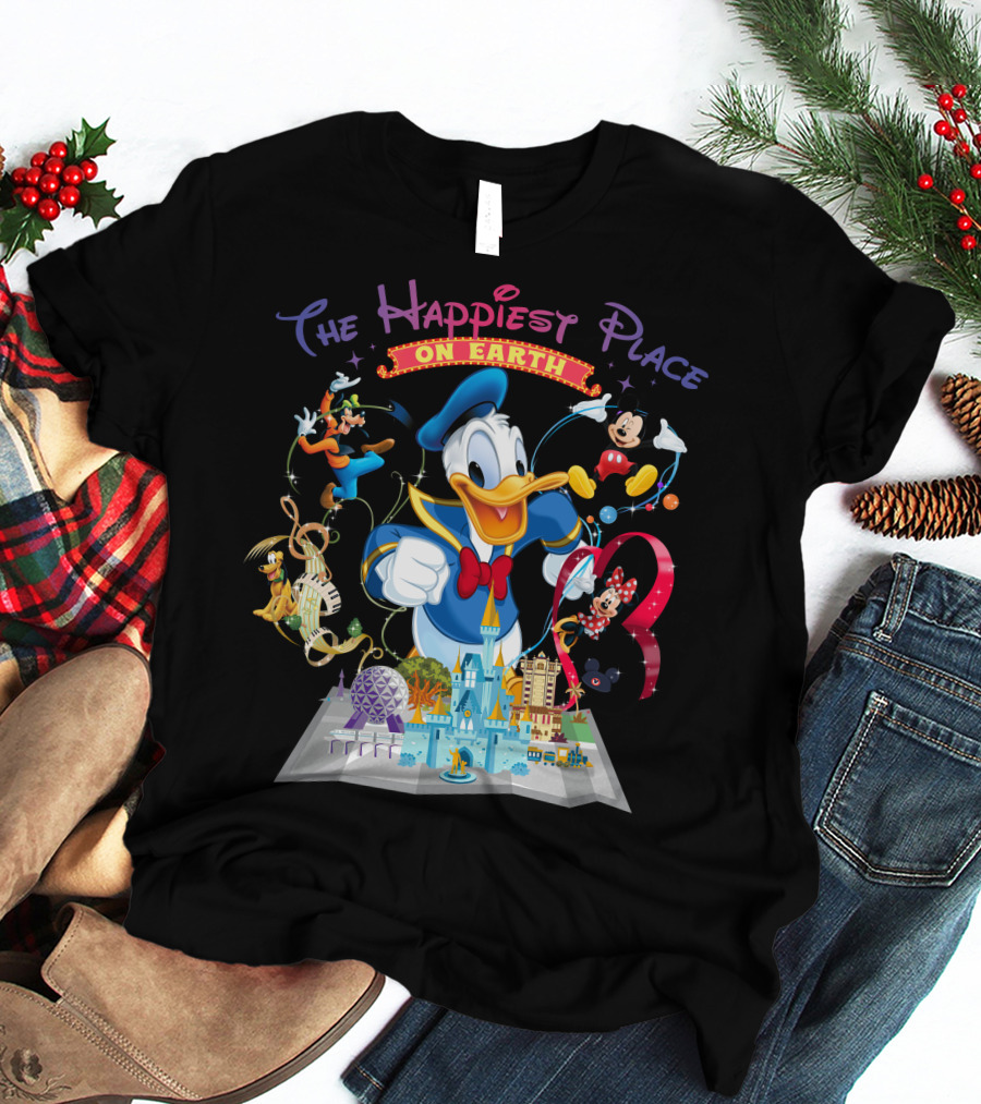 The Happiest Place On Earth Donald Duck And Disney Characters T-Shirt