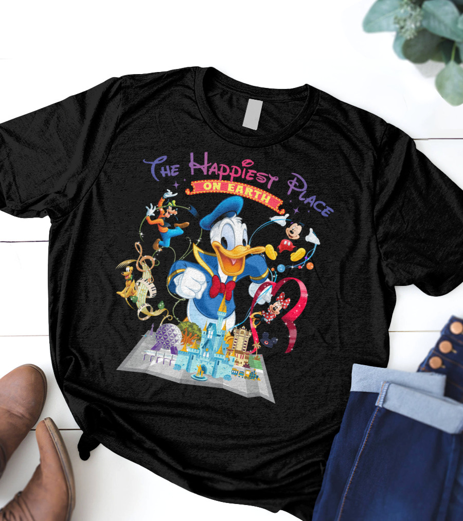 The Happiest Place On Earth Donald Duck And Disney Characters T-Shirt