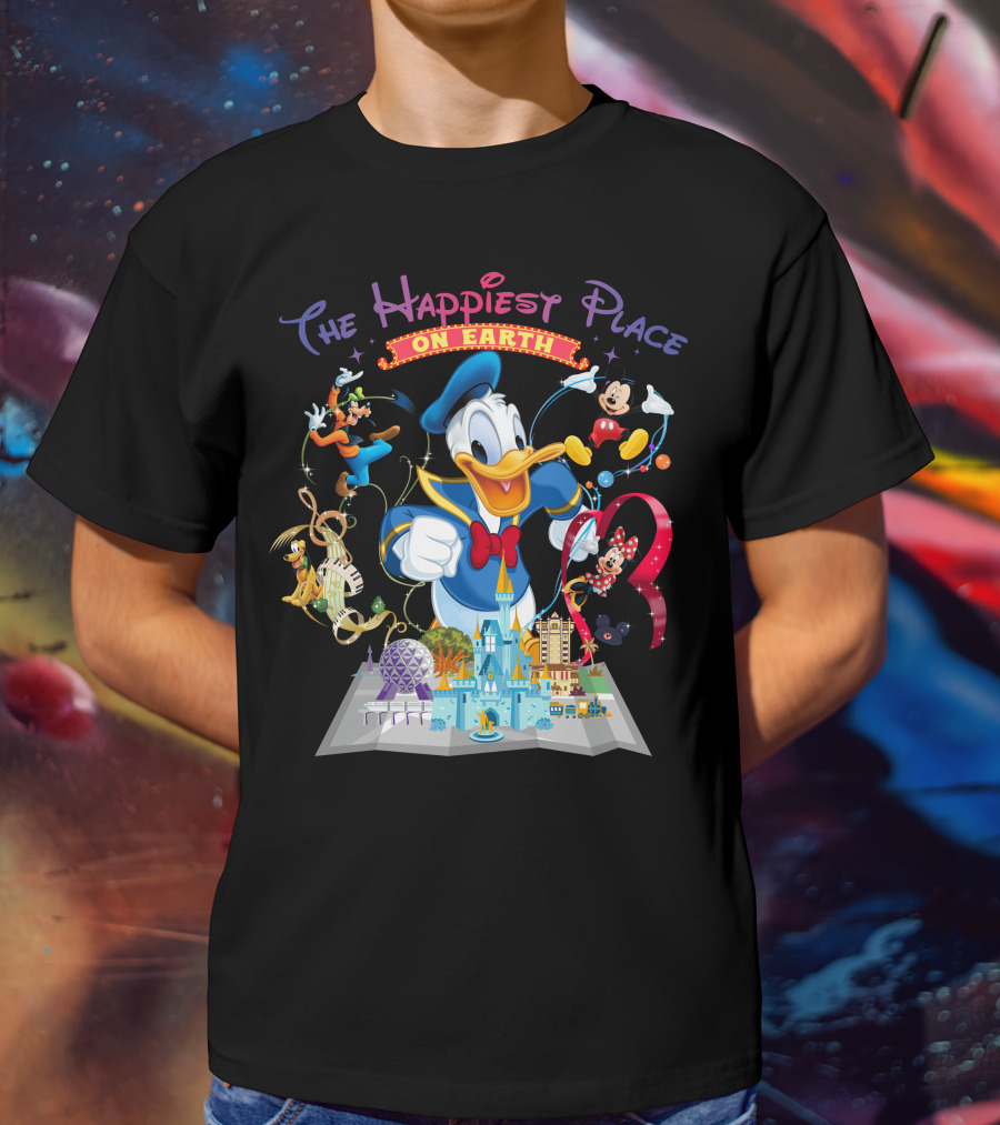 The Happiest Place On Earth Donald Duck And Disney Characters T-Shirt