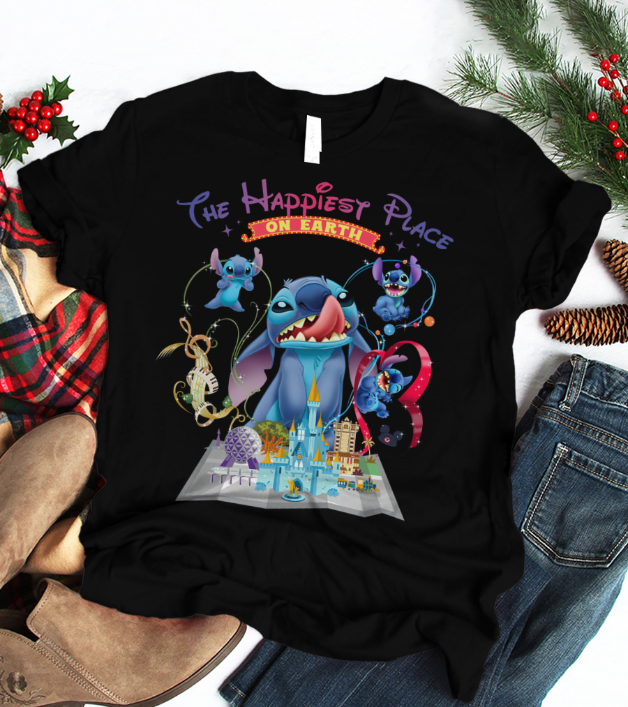 The Happiest Place On Earth Stitch Disney Parks Adventure T-Shirt