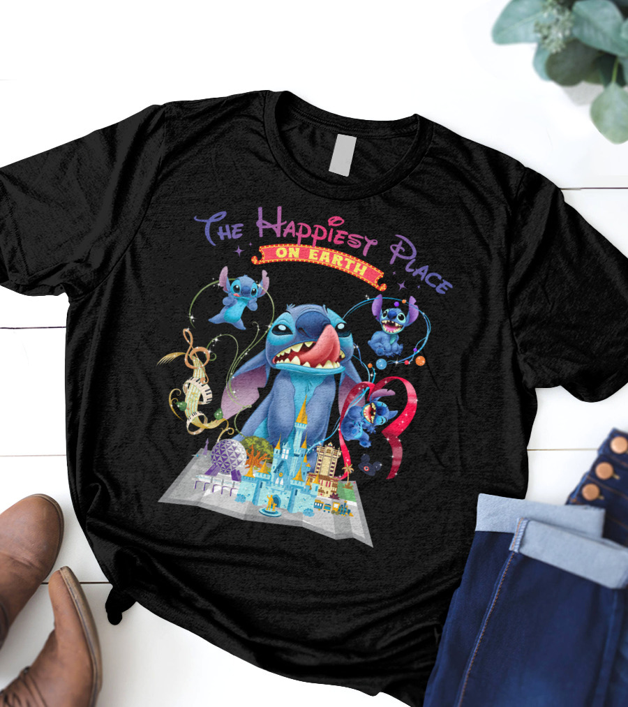 The Happiest Place On Earth Stitch Disney Parks Adventure T-Shirt