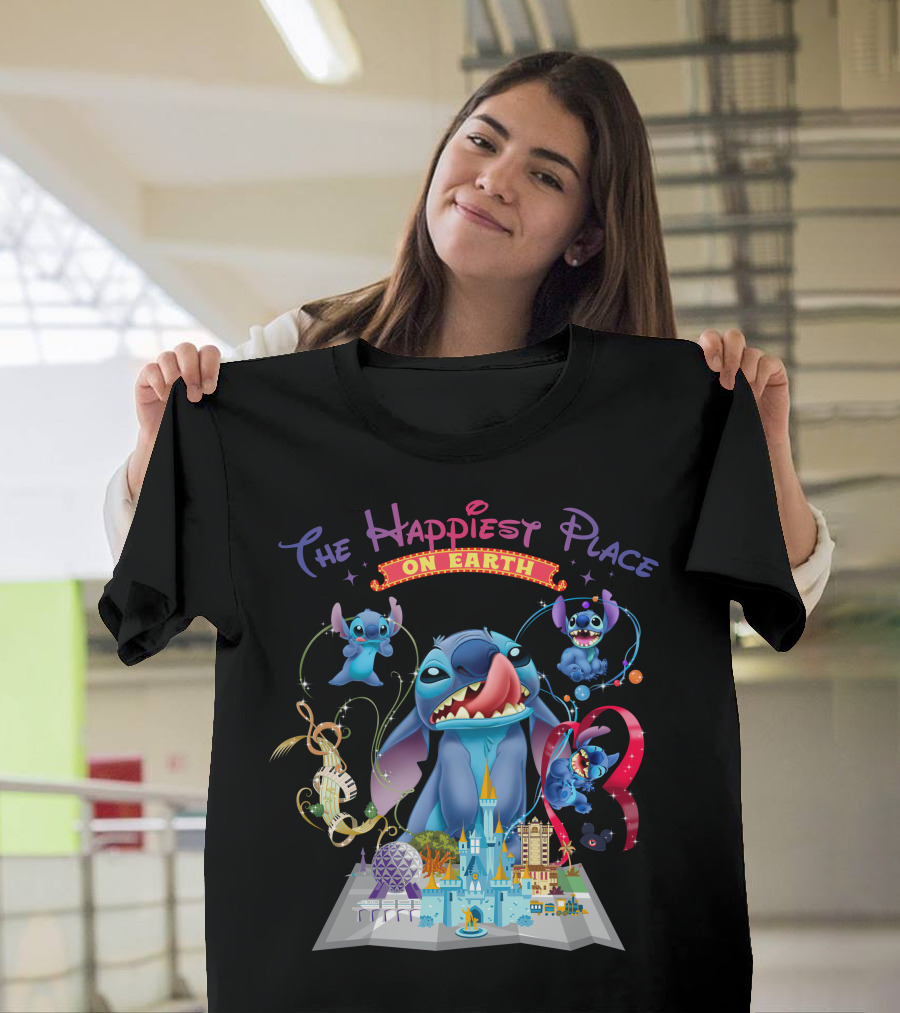 The Happiest Place On Earth Stitch Disney Parks Adventure T-Shirt