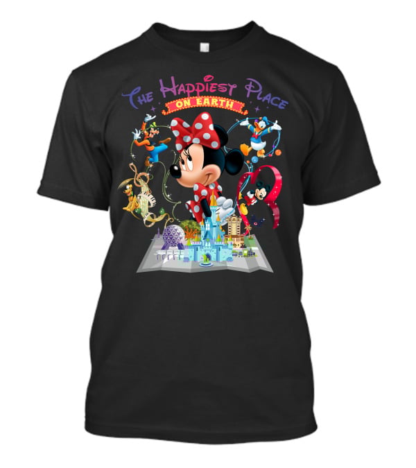Minnie The Happiest Place On Earth Disney Characters And Castle T-Shirt