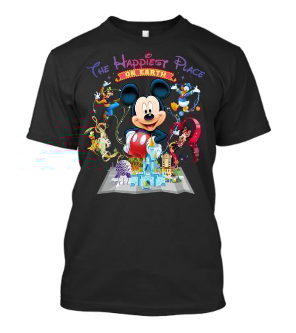 The Happiest Place On Earth Mickey Mouse Disney Characters And Castle T-Shirt