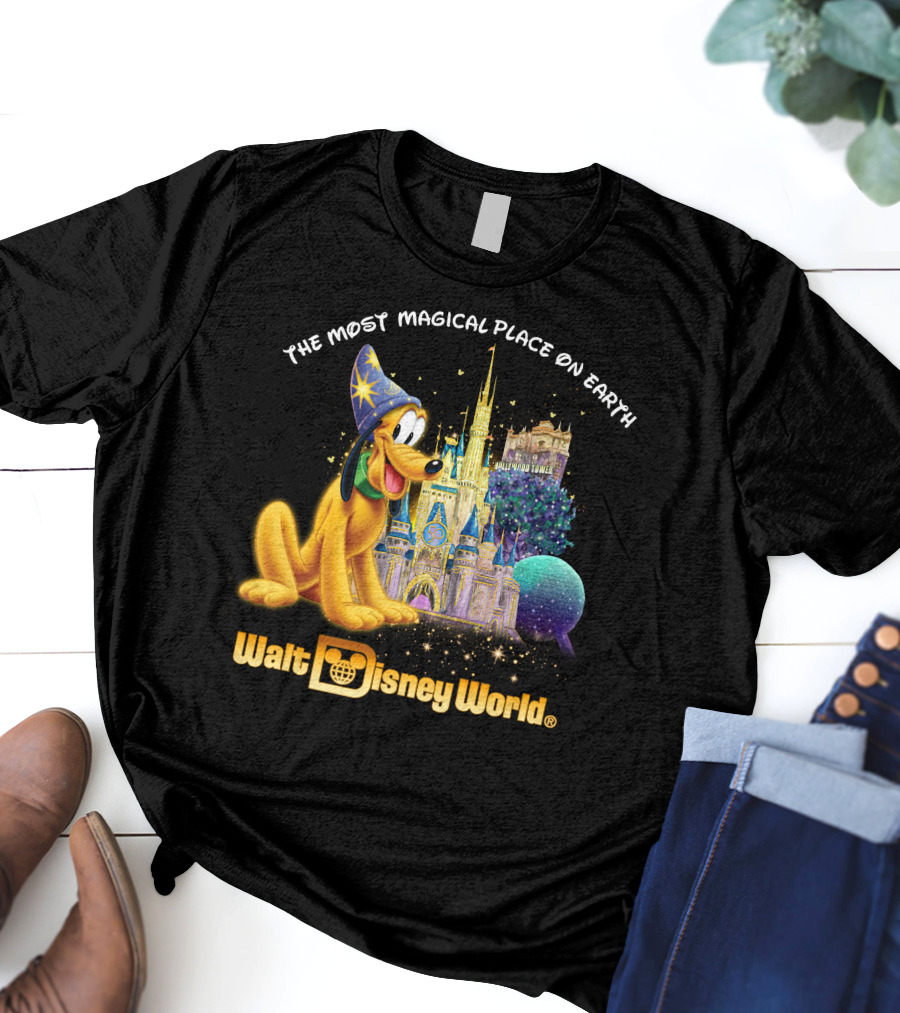 Walt Disney World The Most Magical Place On Earth Pluto Magical Castle T-Shirt