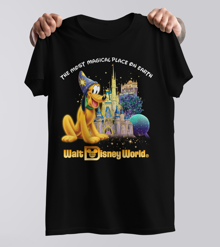 Walt Disney World The Most Magical Place On Earth Pluto Magical Castle T-Shirt