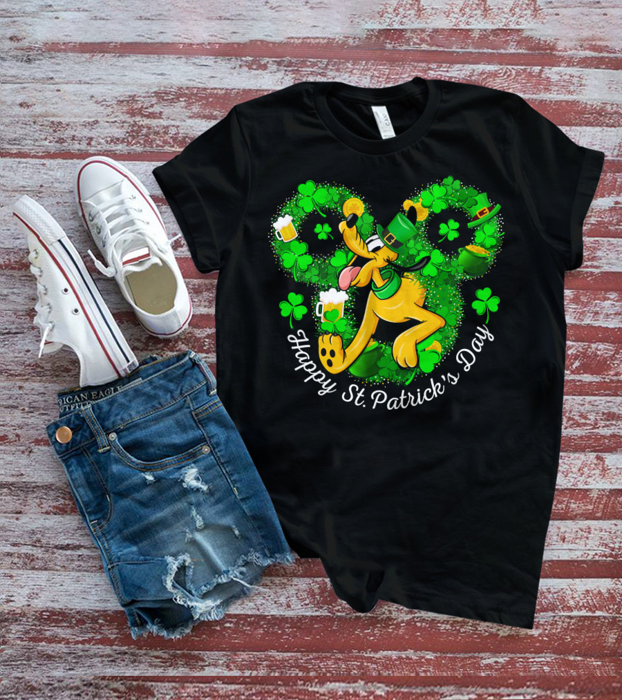 Happy St. Patrick's Day Pluto Shamrock And Hat Celebration T-Shirt
