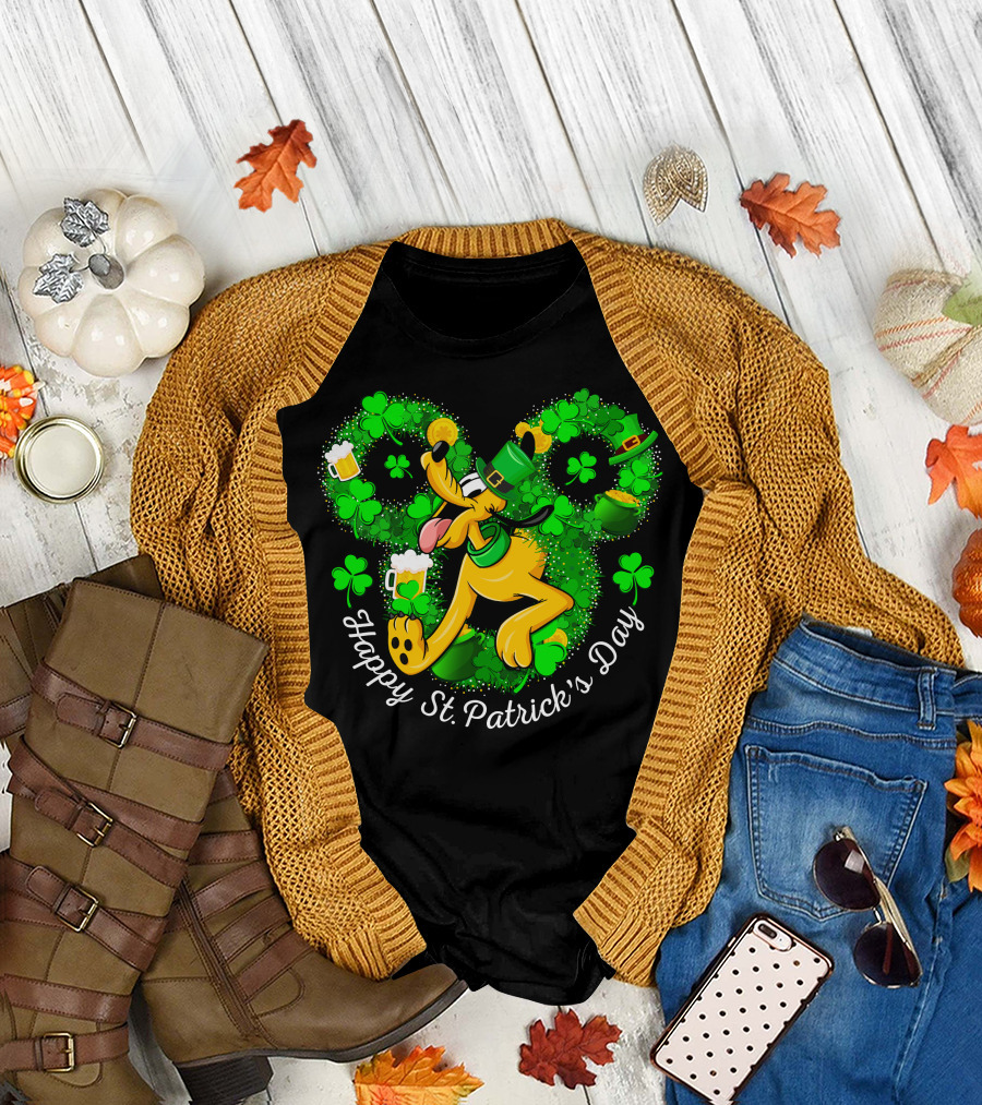 Happy St. Patrick's Day Pluto Shamrock And Hat Celebration T-Shirt